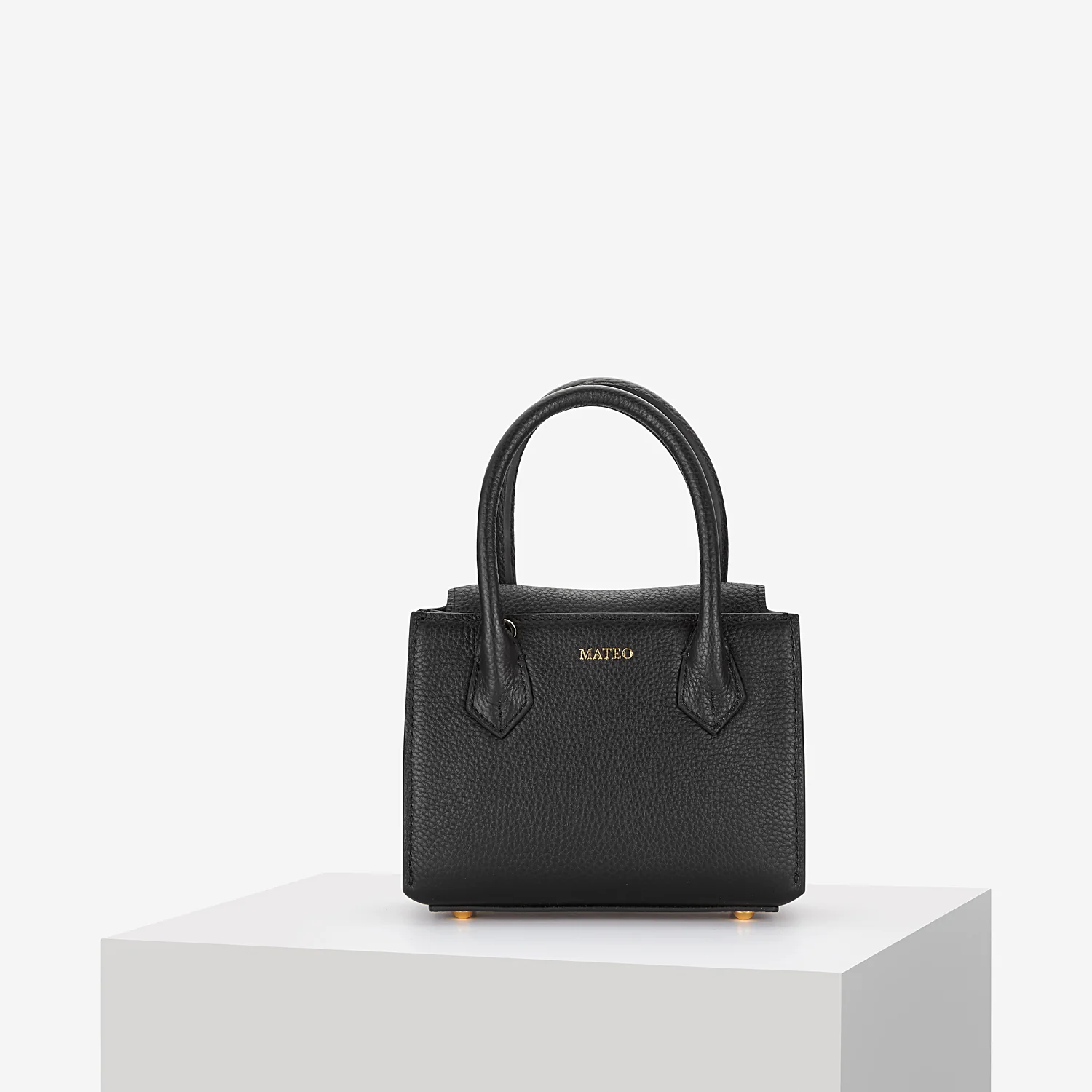 Black Pebbled Leather Diana Bag - Image 8