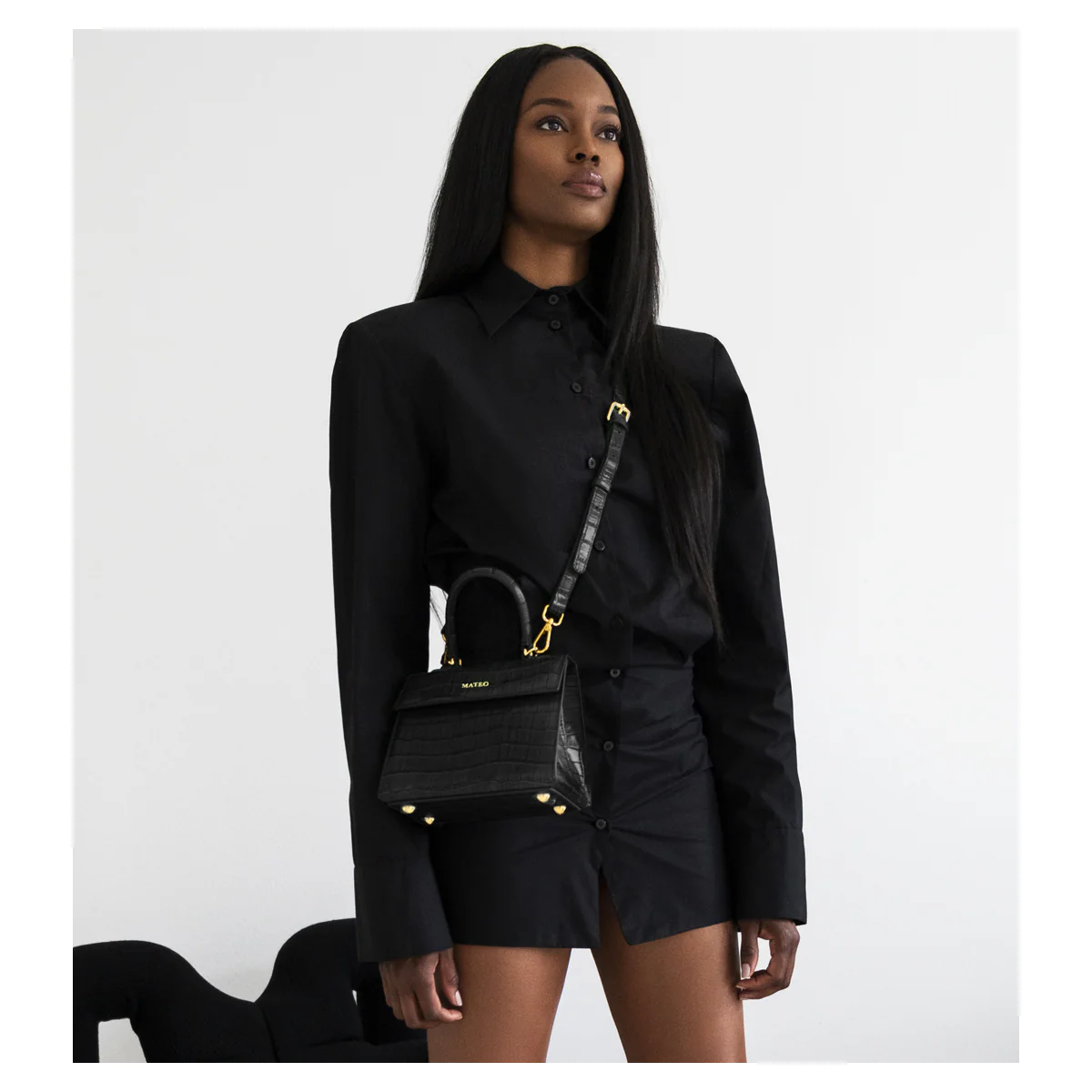 Black Croc Elizabeth Bag - Image 6